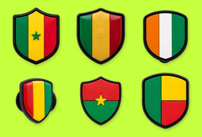 Pack Afrique de l'Ouest — 6 pin's drapeaux — six pin's pour Crocs et sabots perforés