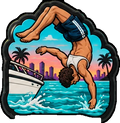 Pin's plongeon dans la piscine au coucher du soleil pour sabots — Pins & Co