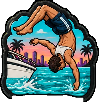 Pin's plongeon dans la piscine au coucher du soleil pour sabots — Pins & Co