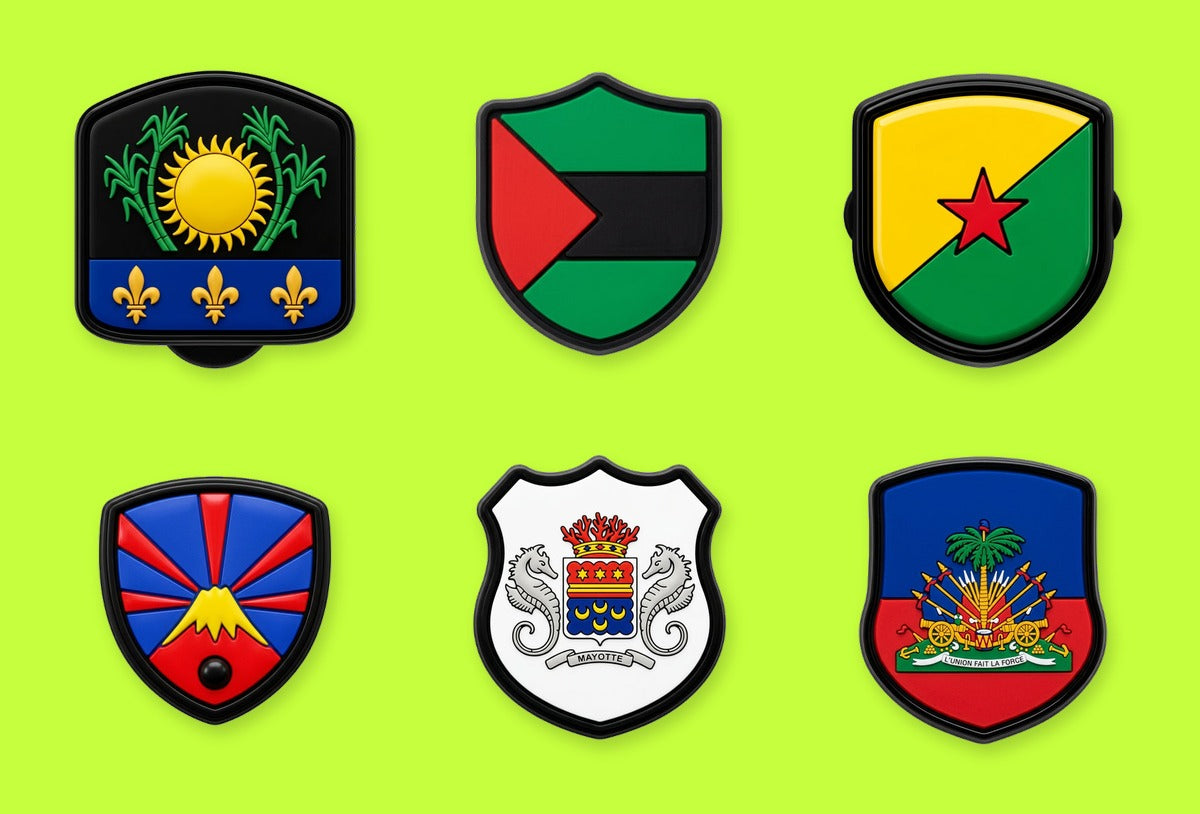Pack Antilles & Océan Indien — 6 pin's — six pin's pour Crocs et sabots perforés