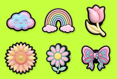 Pack Girly — 6 pin's — six pin's pour Crocs et sabots perforés